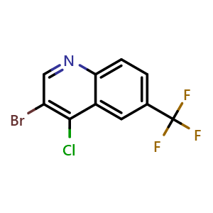 Chemical structure of 3-Bromo-4-chloro-6-(trifluoromethyl)quinoline , CAS 1204810-99-0, AChemBlock T96113