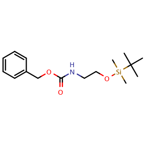 Chemical structure of Benzyl 2-(tert-butyldimethylsilyloxy) ethylcarbamate , CAS 1015856-26-4, AChemBlock T96120