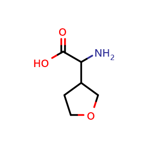 Chemical structure of 2-amino-2-(tetrahydrofuran-3-yl)acetic acid , CAS 1169930-49-7, AChemBlock T96129