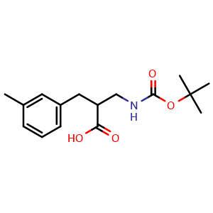 Chemical structure of 3-(Boc-amino)-2-(3-methylbenzyl)propanoic acid , CAS 886364-89-2, AChemBlock T96157