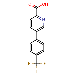 Chemical structure of 5-(4-Trifluoromethylphenyl)-2-pyridinecarboxylic acid , CAS 762287-48-9, AChemBlock T96159