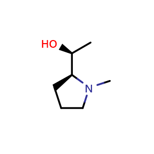 Chemical structure of (1S)-1-[(2S)-1-methylpyrrolidin-2-yl]ethanol , CAS 1803485-14-4, AChemBlock T96192