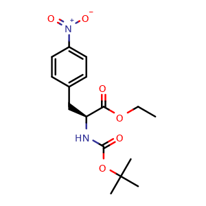 Chemical structure of (S)-ethyl 2-(tert-butoxycarbonylamino)-3-(4-nitrophenyl)propanoate , CAS 67630-00-6, AChemBlock T96223