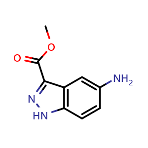 Chemical structure of methyl 5-amino-1H-indazole-3-carboxylate , CAS 660411-95-0, AChemBlock T96225