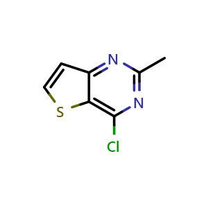 Chemical structure of 4-Chloro-2-methylthieno[3,2-d]pyrimidine , CAS 319442-16-5, AChemBlock T96236