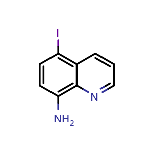 Chemical structure of 5-Iodoquinolin-8-amine , CAS 142340-15-6, AChemBlock T96260