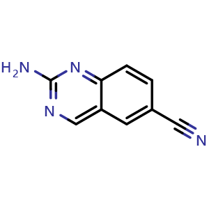 Chemical structure of 2-aminoquinazoline-6-carbonitrile , CAS 1131604-81-3, AChemBlock T96277