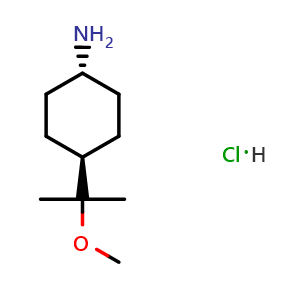 Chemical structure of trans-4-(1-methoxy-1-methyl-ethyl)cyclohexanamine hydrochloride , CAS 2387568-55-8, AChemBlock T96296