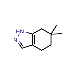 Chemical structure of 6,6-dimethyl-4,5,6,7-tetrahydro-1H-indazole , CAS 1309788-49-5, AChemBlock T96298
