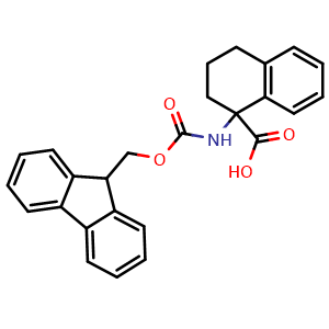 Chemical structure of 1-(Fmoc-amino)-1,2,3,4-tetrahydro-1-naphthalenecarboxylic acid , CAS 898404-95-0, AChemBlock T96307