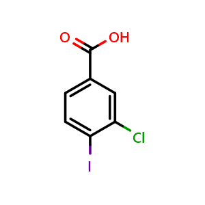 Chemical structure of 3-Chloro-4-iodobenzoic acid , CAS 58123-72-1, AChemBlock T96334