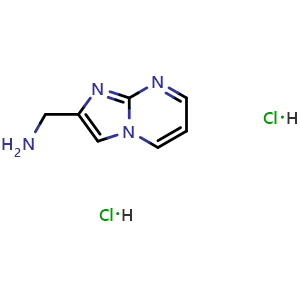 Chemical structure of Imidazo[1,2-a]pyrimidin-2-ylmethanamine dihydrochloride , CAS 1187928-99-9, AChemBlock T96360