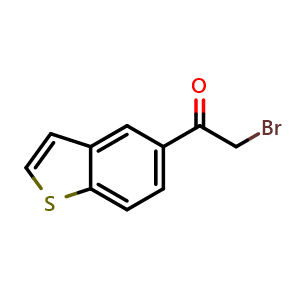 Chemical structure of 1-(benzo[b]thiophen-5-yl)-2-bromoethanone , CAS 1131-87-9, AChemBlock T96364