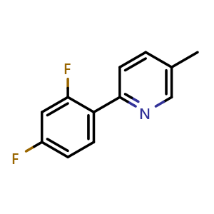 Chemical structure of 2-(2,4-difluorophenyl)-5-methyl-pyridine , CAS 583052-21-5, AChemBlock T96370