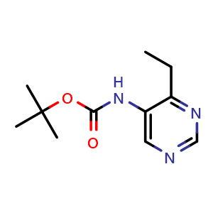 Chemical structure of tert-butyl (4-ethylpyrimidin-5-yl)carbamate , CAS 2411636-99-0, AChemBlock T96380