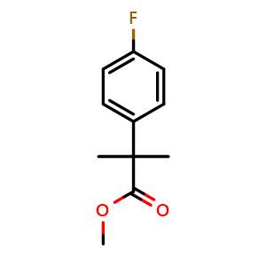 Chemical structure of Methyl 2-(4-fluorophenyl)-2-methylpropanoate , CAS 476429-17-1, AChemBlock T96383