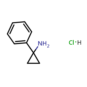 Chemical structure of 1-phenylcyclopropanamine hydrochloride , CAS 73930-39-9, AChemBlock T96391
