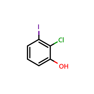 Chemical structure of 2-Chloro-3-iodophenol , CAS 666727-31-7, AChemBlock T96392