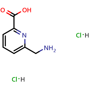 Chemical structure of 6-(aminomethyl)-2-pyridine carboxylic aciddihydrochloride , CAS 2241594-35-2, AChemBlock T96431