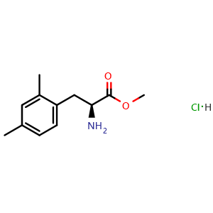 Chemical structure of methyl (2S)-2-amino-3-(2,4-dimethylphenyl)propanoate hydrochloride , CAS 1391571-15-5, AChemBlock T96441