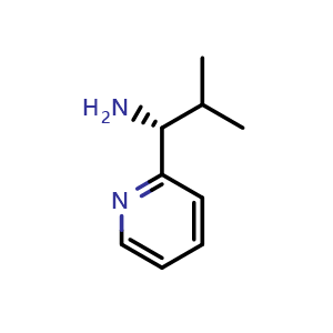 Chemical structure of (1R)-2-methyl-1-(2-pyridyl)propylamine , CAS 138175-25-4, AChemBlock T96446