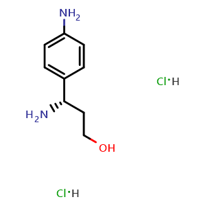 Chemical structure of (S)-3-amino-3-(4-aminophenyl)propan-1-ol dihydrochloride , CAS 1374669-67-6, AChemBlock T96448