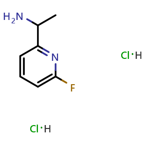 Chemical structure of 1-(6-fluoro-2-pyridyl)ethylamine dihydrochloride , CAS 1270357-74-8, AChemBlock T96453