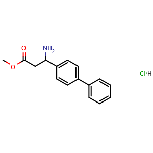 Chemical structure of methyl 3-amino-3-(4-phenylphenyl)propanoate hydrochloride , CAS 124082-22-0, AChemBlock T96454