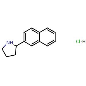 Chemical structure of 2-(2-naphthyl)pyrrolidine hydrochloride , CAS 100710-36-9, AChemBlock T96476
