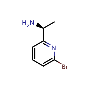 Chemical structure of (1S)-1-(6-bromo(2-pyridyl))ethylamine , CAS 323584-38-9, AChemBlock T96478