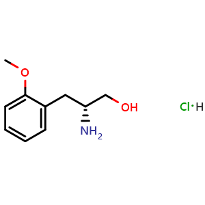 Chemical structure of (2R)-2-amino-3-(2-methoxyphenyl)propan-1-ol hydrochloride , CAS 2411591-26-7, AChemBlock T96485