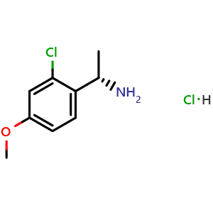 Chemical structure of (1S)-1-(2-chloro-4-methoxyphenyl)ethylamine hydrochloride , CAS 2241594-14-7, AChemBlock T96488