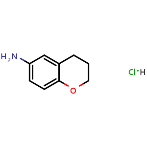 Chemical structure of 3,4-dihydro-2h-1-benzopyran-6-amine hydrochloride , CAS 2250243-12-8, AChemBlock T96492