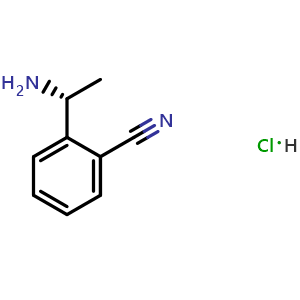 Chemical structure of 2-((1R)-1-aminoethyl)benzenecarbonitrile hydrochloride , CAS 2411591-49-4, AChemBlock T96496