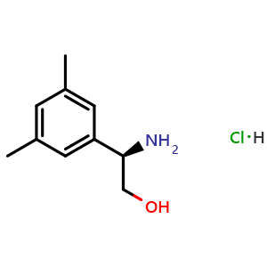 Chemical structure of (2R)-2-amino-2-(3,5-dimethylphenyl)ethan-1-ol hydrochloride , CAS 2411592-34-0, AChemBlock T96504