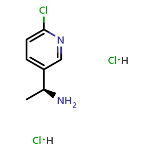 Chemical structure of (1S)-1-(6-chloro(3-pyridyl))ethylamine dihydrochloride , CAS 2411591-03-0, AChemBlock T96505