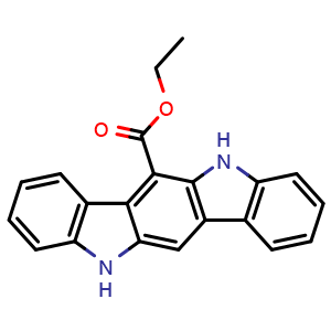Chemical structure of ethyl 5,11-dihydroindolo[3,2-b]carbazole-6-carboxylate , CAS 229020-86-4, AChemBlock T96522