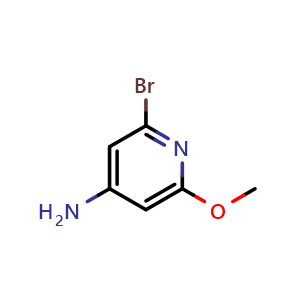 Chemical structure of 2-Bromo-6-methoxy-4-aminopyridine , CAS 1196152-34-7, AChemBlock T96533
