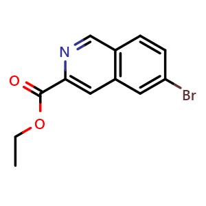 Chemical structure of Ethyl 6-bromoisoquinoline-3-carboxylate , CAS 882679-56-3, AChemBlock T96542