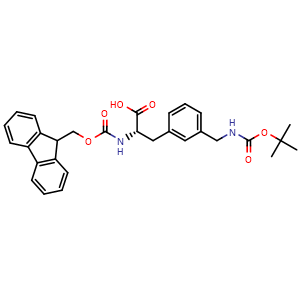 Chemical structure of Fmoc-L-3-Aminomethylphe(Boc) , CAS 266999-24-0, AChemBlock T96547