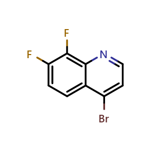 Chemical structure of 4-bromo-7,8-difluoroquinoline , CAS 1189106-43-1, AChemBlock T96552