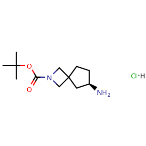 Chemical structure of tert-butyl (6R)-6-amino-2-azaspiro[3.4]octane-2-carboxylate hydrochloride , CAS 2413365-43-0, AChemBlock T96567