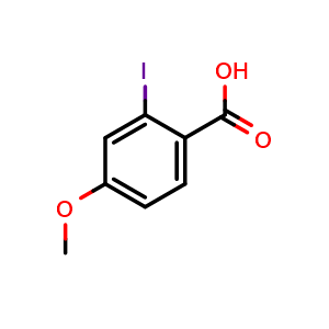 Chemical structure of 2-Iodo-4-methoxybenzoic acid , CAS 54435-09-5, AChemBlock T96572