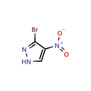 Chemical structure of 3-bromo-4-nitro-1H-pyrazole , CAS 784193-37-9, AChemBlock T96597