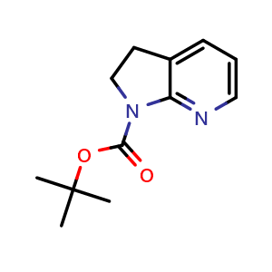 Chemical structure of tert-butyl 2,3-dihydropyrrolo[2,3-b]pyridine-1-carboxylate , CAS 679392-21-3, AChemBlock T96599