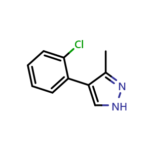 Chemical structure of 4-(2-chlorophenyl)-3-methyl-1H-pyrazole , CAS 667400-39-7, AChemBlock T96600