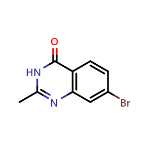 Chemical structure of 7-Bromo-2-methylquinazolin-4(3H)-one , CAS 403850-89-5, AChemBlock T96612