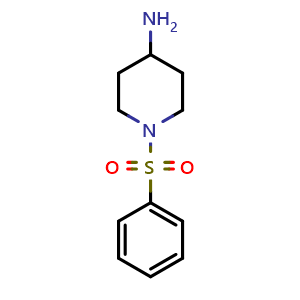 Chemical structure of 1-(benzenesulfonyl)piperidin-4-amine , CAS 228259-70-9, AChemBlock T96622