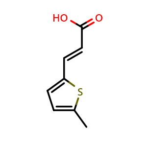 Chemical structure of 3-(5-Methyl-2-thienyl)-2-propenoic acid , CAS 14770-88-8, AChemBlock T96635