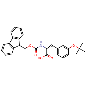 Chemical structure of (R)-2-(((9H-fluoren-9-yl)methoxy)carbonylamino)-3-(3-(tert-butoxy)phenyl)propanoic acid , CAS 2411592-04-4, AChemBlock T96662